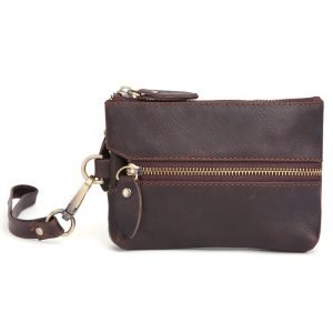 Waist-Hanging Hand-Held Leisure Key Case Multi-Function Coin Purse (Chocolate)