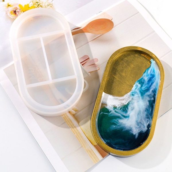 Oval Dish Silicone Mold DIY Crystal Glue Storage Box Mold (MD3706) - Image 2