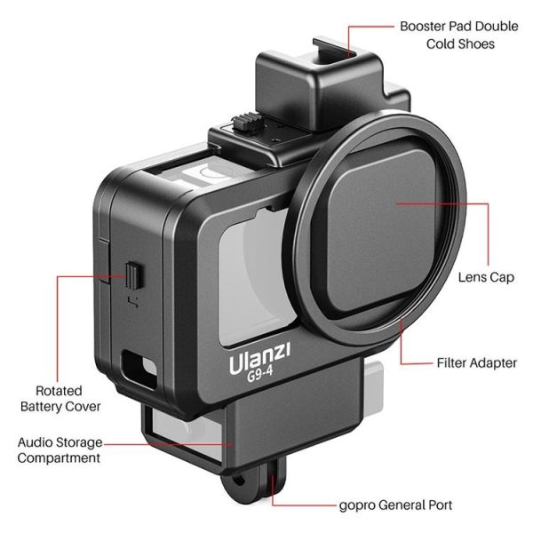 Ulanzi G9-4 Plastic Frame Camera Cage Case With Cold Shoe Base For GoPro HERO10 Black / HERO9 Black (Black) - Image 4