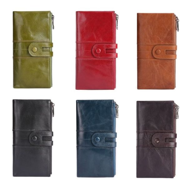 Retro Ladies RFID Wallet Leather Long Mobile Phone Bag (Black) - Image 2