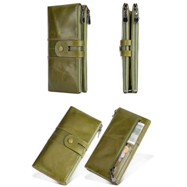 Retro Ladies RFID Wallet Leather Long Mobile Phone Bag (Black) - Image 4