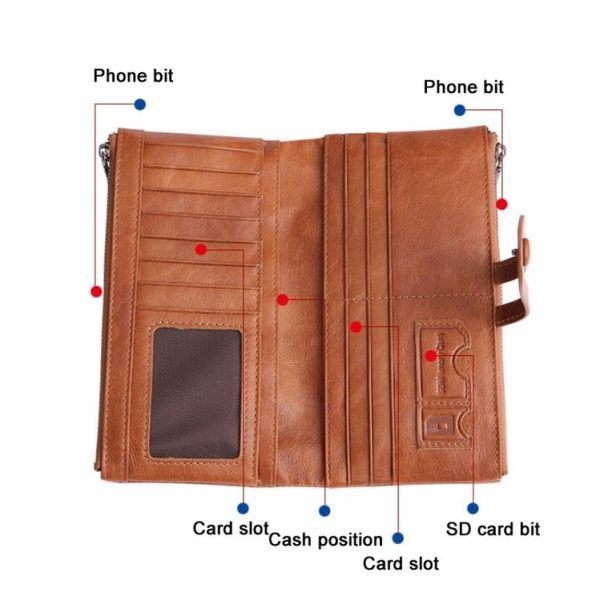 Retro Ladies RFID Wallet Leather Long Mobile Phone Bag (Black) - Image 5