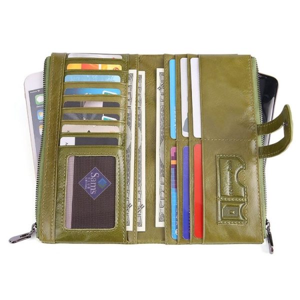 Retro Ladies RFID Wallet Leather Long Mobile Phone Bag (Black) - Image 6