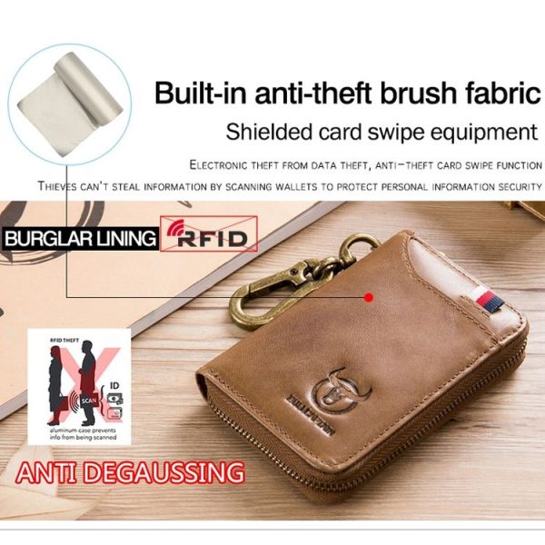 BULL CAPTAIN 474 Multifunctional Leather Coin Purse Hanging Waist Anti-Brush Key Bag, Colour: Yellow Brown - Image 4