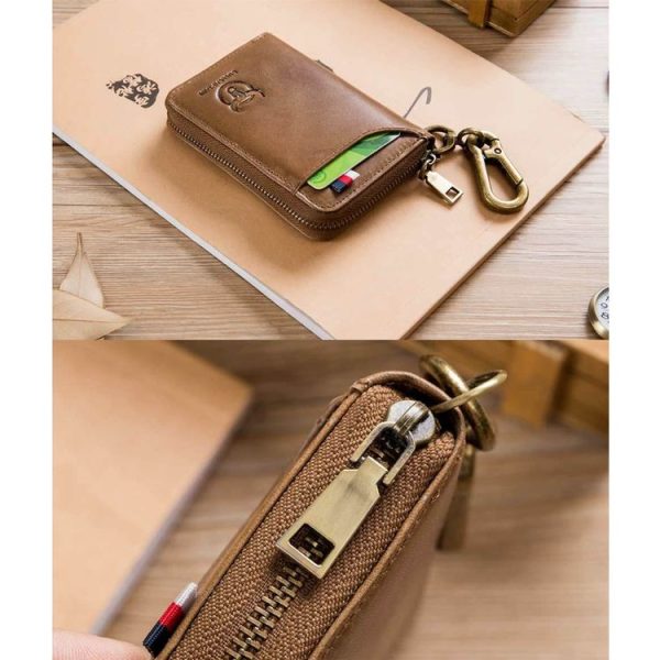 BULL CAPTAIN 474 Multifunctional Leather Coin Purse Hanging Waist Anti-Brush Key Bag, Colour: Brown - Image 7