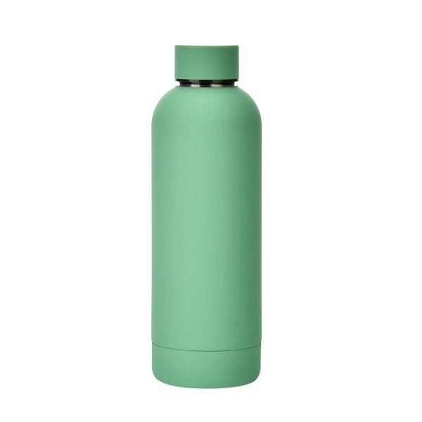 Stainless Steel Outdoor Matte Water Bottle Portable Sports Water Cup Rubber Paint Insulation Cup (Gray Green)
