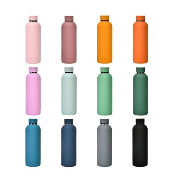 Stainless Steel Outdoor Matte Water Bottle Portable Sports Water Cup Rubber Paint Insulation Cup (Gray Green) - Image 2