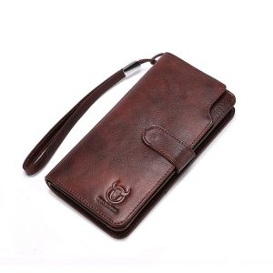 BULL CAPTAIN 028 Long Buckle Retro Cowhide Multi-Function Wallet (Coffee)