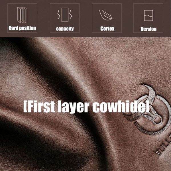 BULL CAPTAIN 028 Long Buckle Retro Cowhide Multi-Function Wallet (Coffee) - Image 7