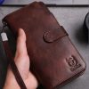 BULL CAPTAIN 028 Long Buckle Retro Cowhide Multi-Function Wallet (Coffee) - Image 8