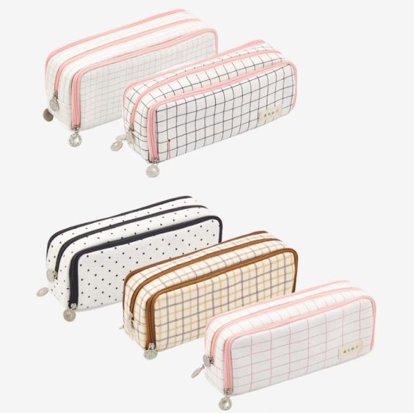 Angoo Double-Open Multi-Layer Stationery Pencil Case Multifunctional Cosmetic Bag (Palm Black And White) - Image 2