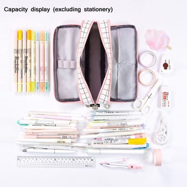 Angoo Double-Open Multi-Layer Stationery Pencil Case Multifunctional Cosmetic Bag (Palm Black And White) - Image 5