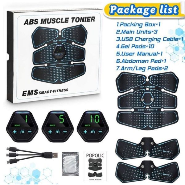 EMS Portable Abdomen Device Electric Abdominal Muscle Stickers with LCD Screen Display (Blue Point) - Image 7