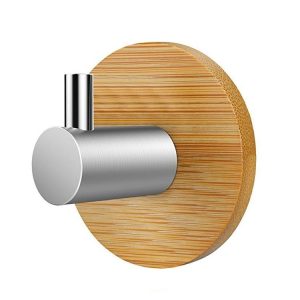 Bamboo Hook Bathroom Kitchen Towel Coat Hook Stainless Steel Door Sticky Hook (Single Hook)
