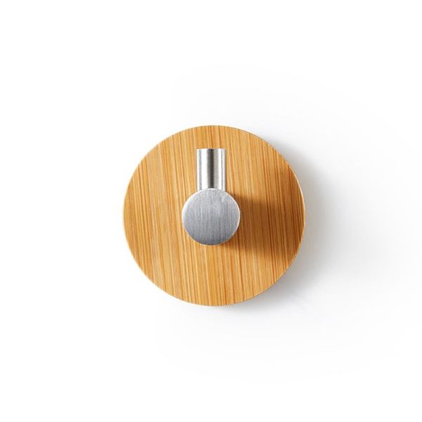 Bamboo Hook Bathroom Kitchen Towel Coat Hook Stainless Steel Door Sticky Hook (Single Hook) - Image 2