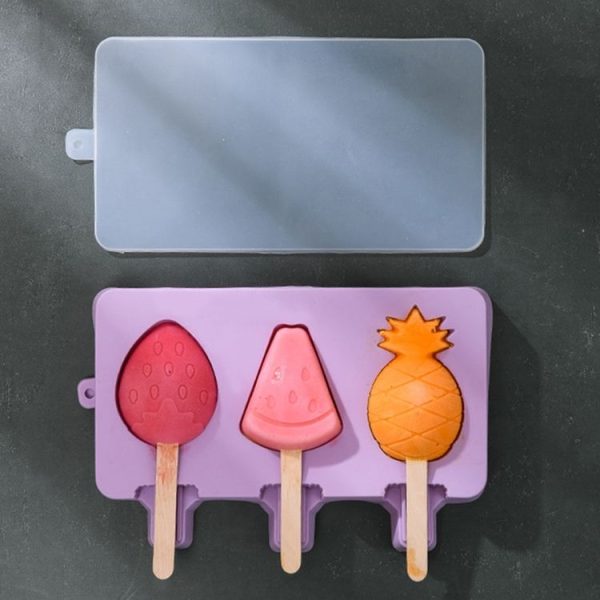 Homemade Children Cute Silicone Cartoon Popsicle Ice Cream Mould, Style: Large Fruit - Image 2