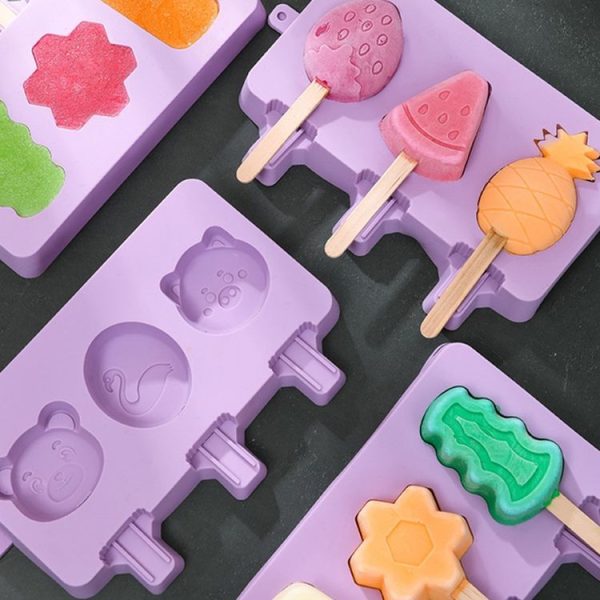 Homemade Children Cute Silicone Cartoon Popsicle Ice Cream Mould, Style: Large Fruit - Image 4