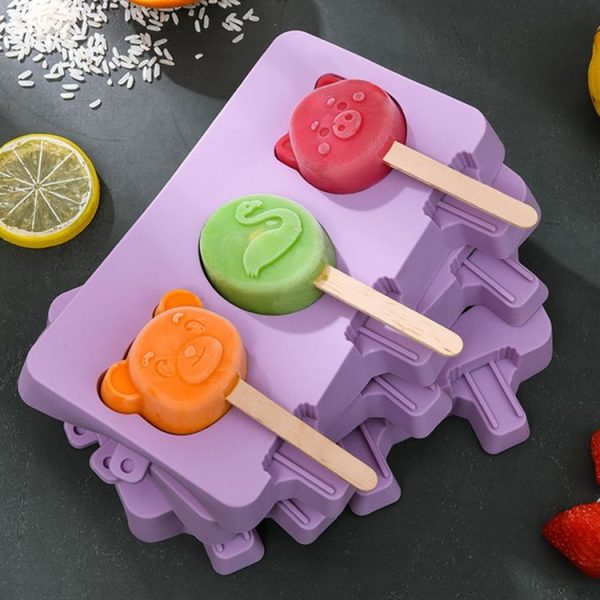 Homemade Children Cute Silicone Cartoon Popsicle Ice Cream Mould, Style: Large Fruit - Image 6