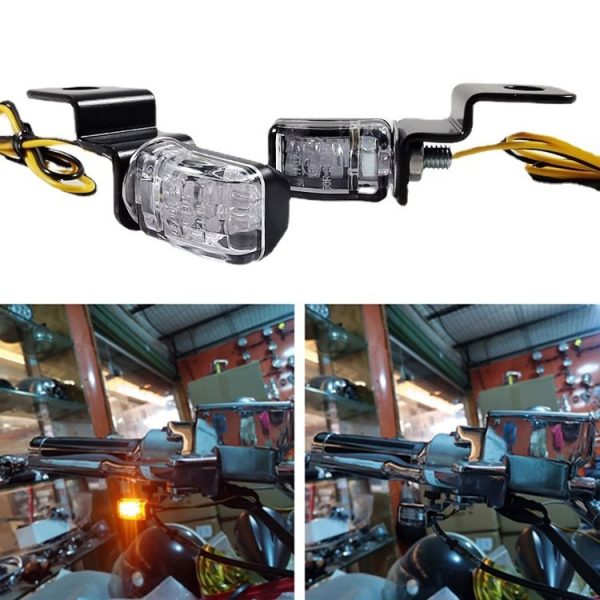 2pcs C-071 Motorcycle Modified LED Turn Signal Handlebar Turn Indicator (Black)