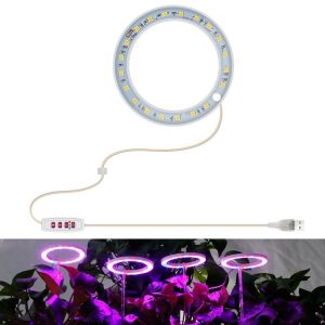 LED Plant Growth Lamp Full Spectroscopy Intelligent Timing Indoor Fill Light Ring Plant Lamp, Power: One Head (Red Blue Light)