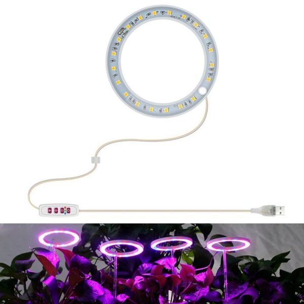 LED Plant Growth Lamp Full Spectroscopy Intelligent Timing Indoor Fill Light Ring Plant Lamp, Power: One Head (Red Blue Light)