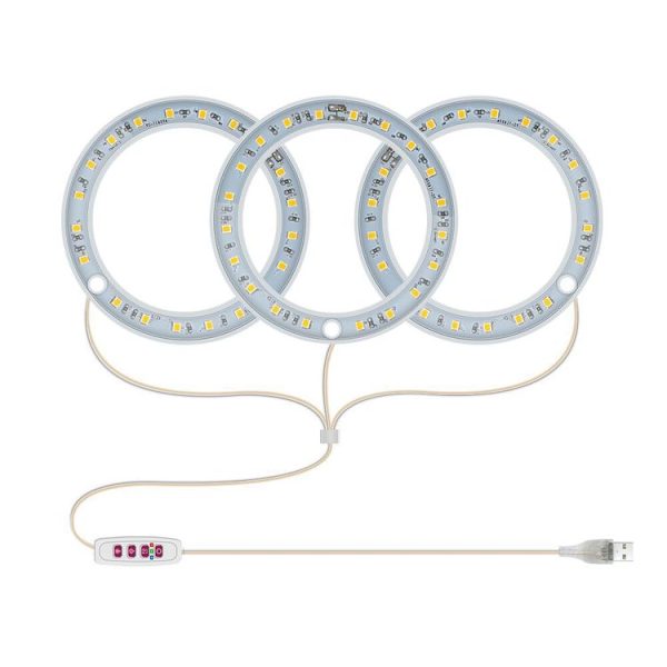 LED Plant Growth Lamp Full Spectroscopy Intelligent Timing Indoor Fill Light Ring Plant Lamp, Power: Three Head (Pink Light) - Image 2