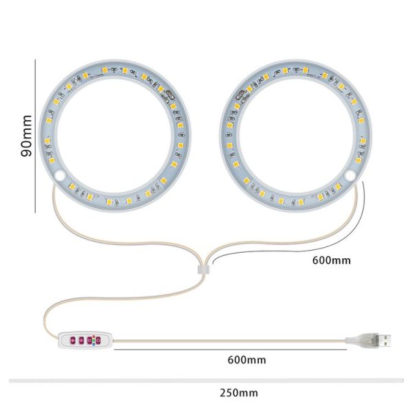 LED Plant Growth Lamp Full Spectroscopy Intelligent Timing Indoor Fill Light Ring Plant Lamp, Power: Three Head (Pink Light) - Image 3