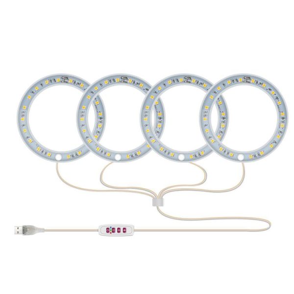 LED Plant Growth Lamp Full Spectroscopy Intelligent Timing Indoor Fill Light Ring Plant Lamp, Power: Four Head (Sunshine) - Image 2