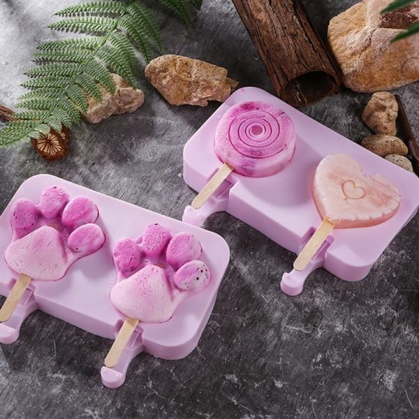 Cute Cartoon Silicone Ice Cream Popsicle Mold with Lid & Stick, Style: Love Random Color Delivery - Image 3