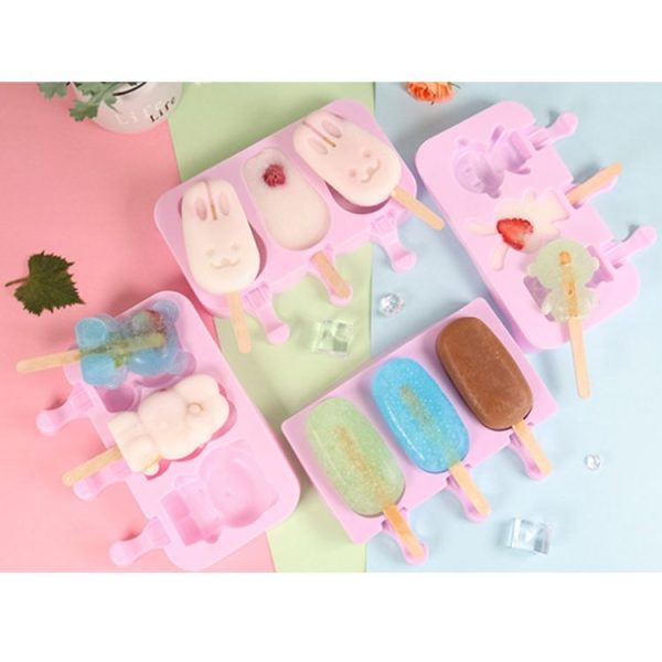 Cute Cartoon Silicone Ice Cream Popsicle Mold with Lid & Stick, Style: Love Random Color Delivery - Image 5
