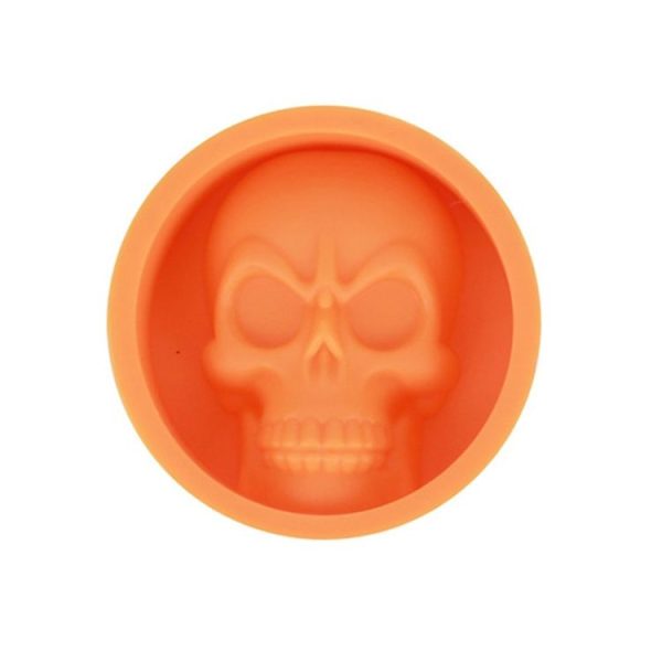 Kitchen Ice Box Food Grade Silicone Skull Ice Lattice Creative Whiskey Ice Ball Ice Mould (Orange) - Image 2