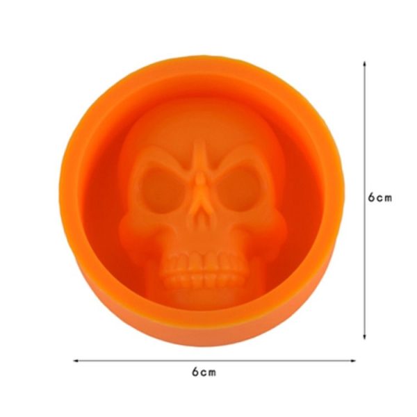 Kitchen Ice Box Food Grade Silicone Skull Ice Lattice Creative Whiskey Ice Ball Ice Mould (Orange) - Image 3
