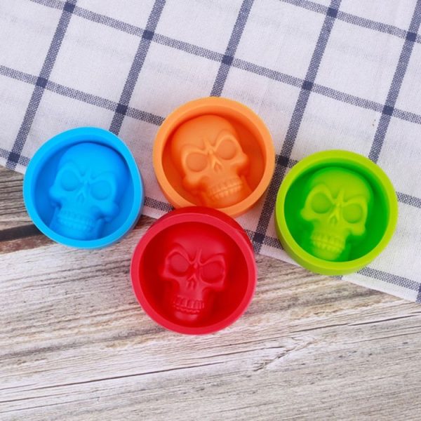 Kitchen Ice Box Food Grade Silicone Skull Ice Lattice Creative Whiskey Ice Ball Ice Mould (Orange) - Image 4