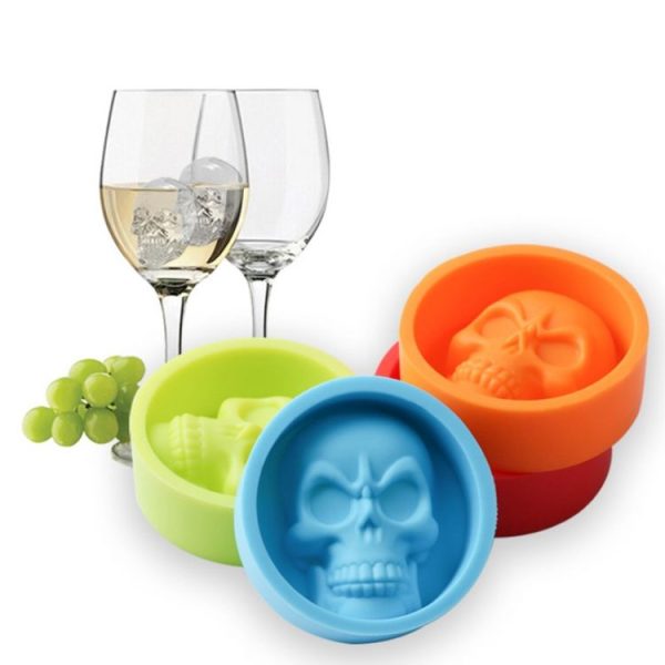 Kitchen Ice Box Food Grade Silicone Skull Ice Lattice Creative Whiskey Ice Ball Ice Mould (Orange) - Image 5