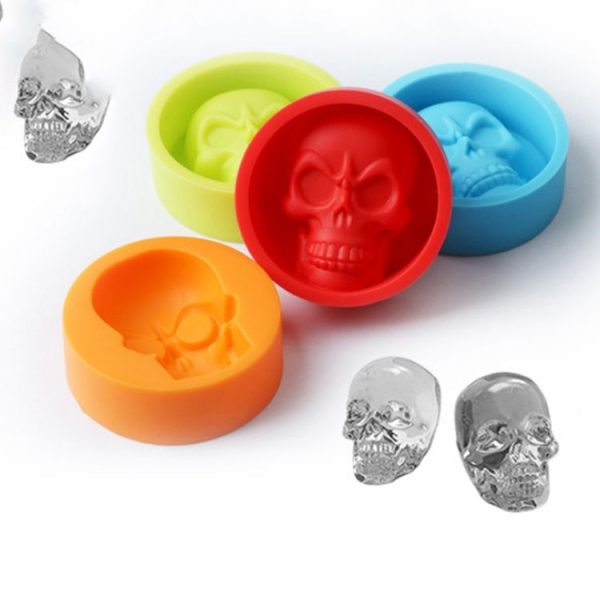 Kitchen Ice Box Food Grade Silicone Skull Ice Lattice Creative Whiskey Ice Ball Ice Mould (Orange) - Image 6