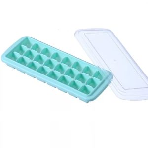 Creative 24 Grid Silicone Ice Tray Home Large Ice Cube Mold Ice Box with Lid (Mint Green)
