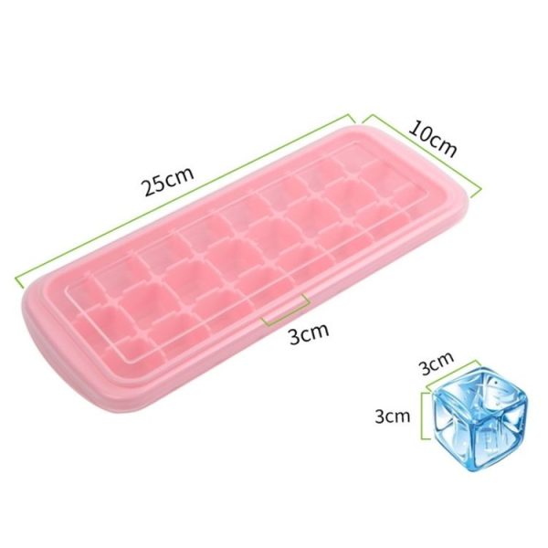Creative 24 Grid Silicone Ice Tray Home Large Ice Cube Mold Ice Box with Lid (Mint Green) - Image 3