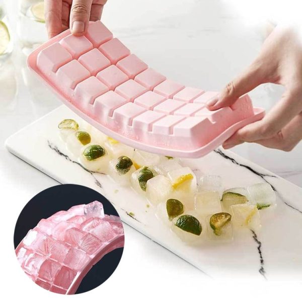 Creative 24 Grid Silicone Ice Tray Home Large Ice Cube Mold Ice Box with Lid (Mint Green) - Image 5