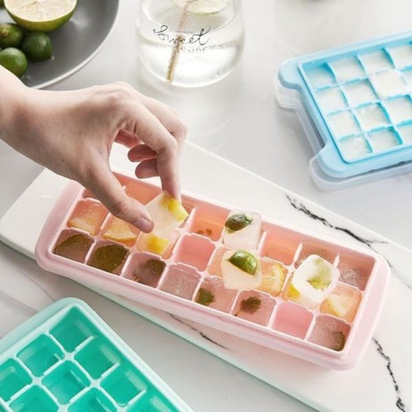 Creative 24 Grid Silicone Ice Tray Home Large Ice Cube Mold Ice Box with Lid (Mint Green) - Image 7
