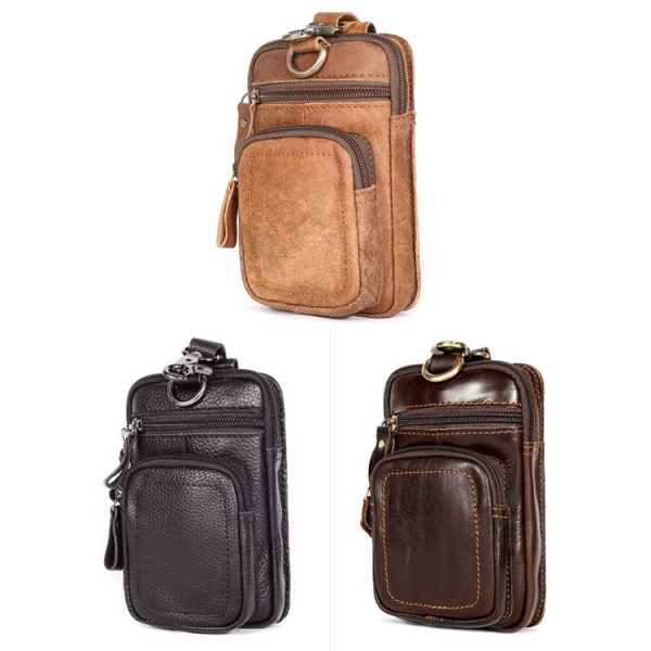 6386 Men Retro Cowhide Multifunctional Sports Belt Waist Bag (Brown) - Image 2