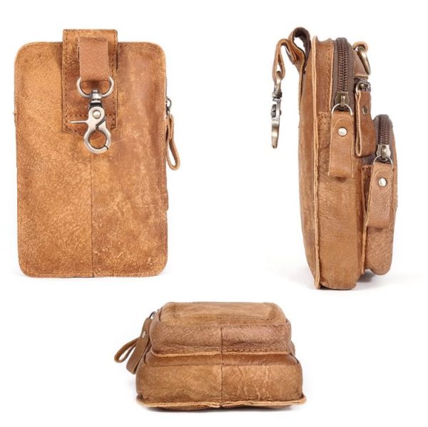 6386 Men Retro Cowhide Multifunctional Sports Belt Waist Bag (Brown) - Image 3