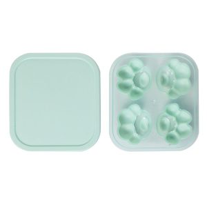 Household Cat Paw Shape Creative Silicone Ice Box Ice Cube Mold Ice Hockey DIY Food Supplement Box with Lid (Vegetation Green)