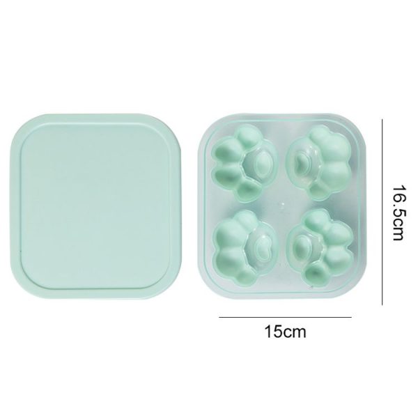 Household Cat Paw Shape Creative Silicone Ice Box Ice Cube Mold Ice Hockey DIY Food Supplement Box with Lid (Vegetation Green) - Image 2