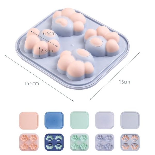 Household Cat Paw Shape Creative Silicone Ice Box Ice Cube Mold Ice Hockey DIY Food Supplement Box with Lid (Vegetation Green) - Image 3
