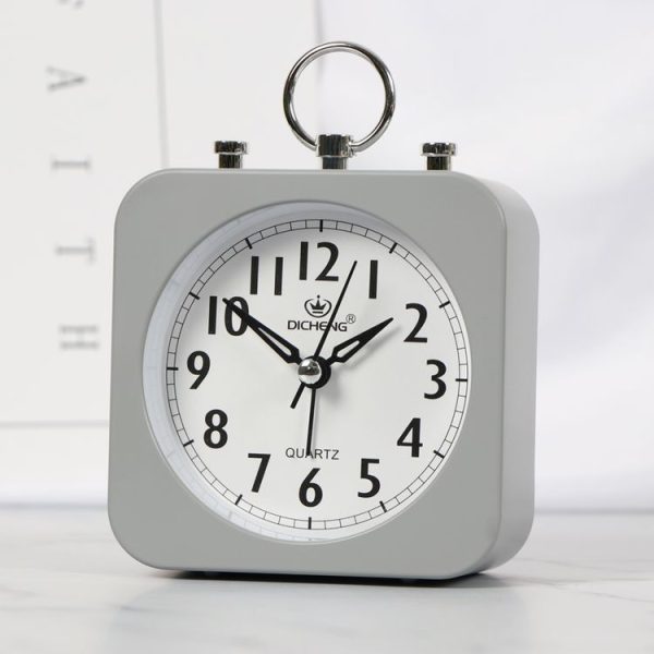 Lazy Silent Small Alarm Clock Office Home Desktop Clock (Grey)