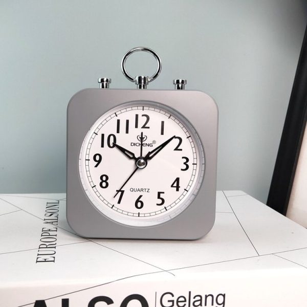 Lazy Silent Small Alarm Clock Office Home Desktop Clock (Grey) - Image 2