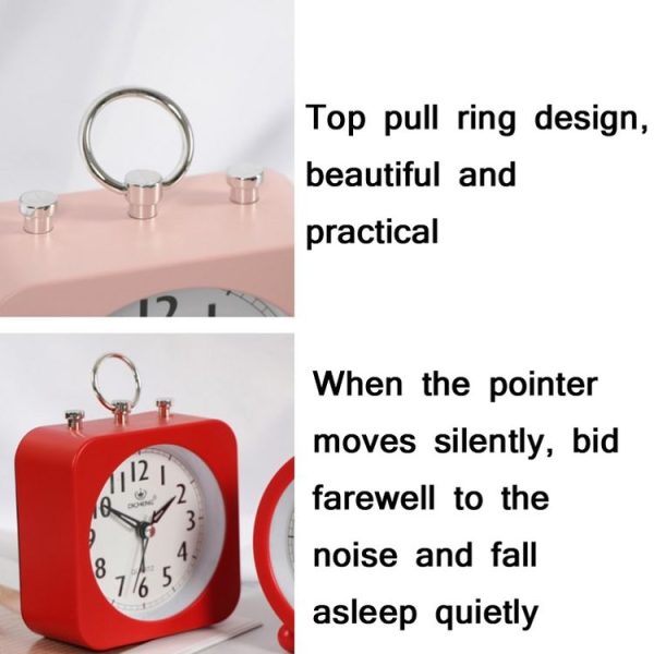 Lazy Silent Small Alarm Clock Office Home Desktop Clock (Grey) - Image 4