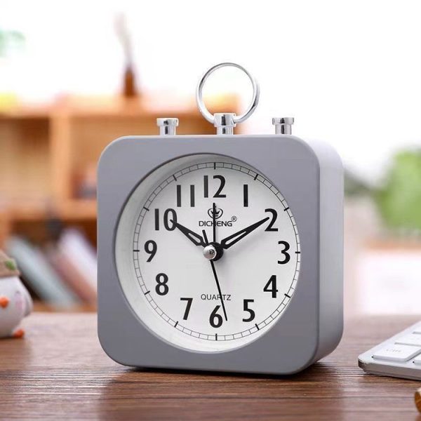 Lazy Silent Small Alarm Clock Office Home Desktop Clock (Grey) - Image 5