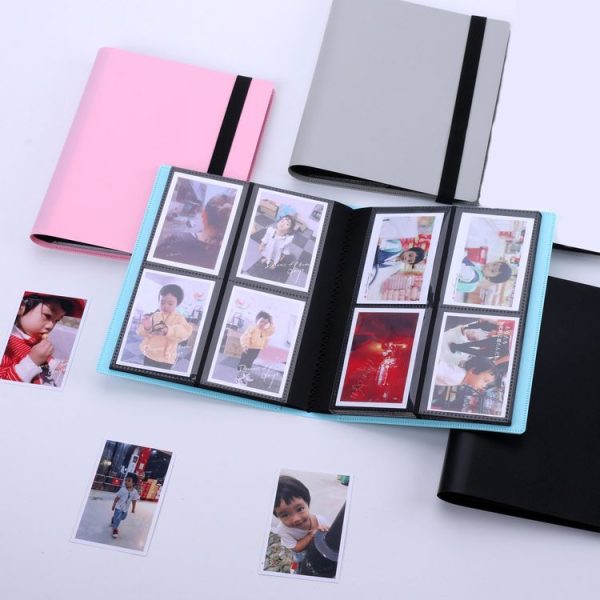 3 Inch Elastic Solid Color Photo Album Large Capacity Photo Star Card Storage Book, Number of internal paper pages: 3 Inch 160 (Baby Pink) - Image 2
