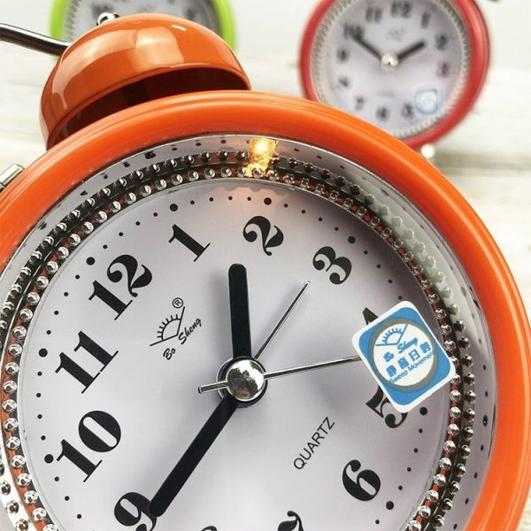 3 Inch Metal Bell Alarm Clock With Night Light Student Bedside Fashion Clock (Red) - Image 6